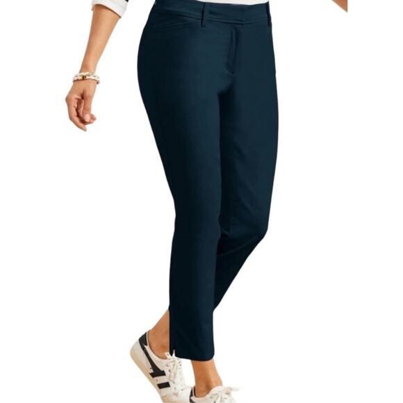 Talbots Navy Blue Perfect Crop Curvy Chino Pants Size 16 Petite Stretch Classic - Picture 1 of 6